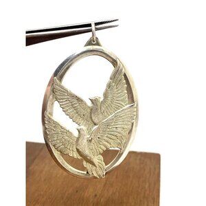 Double Dove Pendant 1976 Sterling Silver .925 Wallace Necklace Vintage Ornament